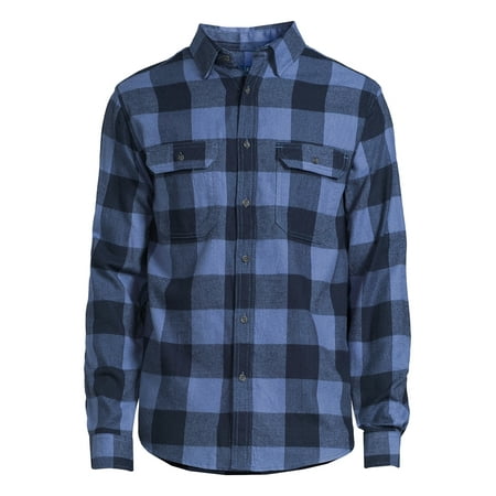 George Men's and Big Men's Flannel Shirt with Long Sleeves, Sizes XS-3XLT
