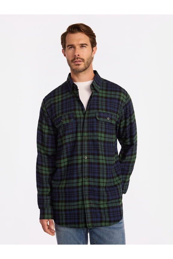 Men's Double Pocket Flannel Shirt, Sizes XS-3XLT
