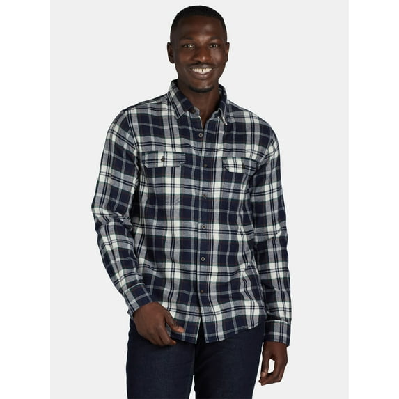 George Men's and Big Men's Flannel Shirt with Long Sleeves, Sizes XS-3XLT