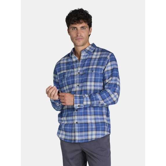 George Men's and Big Men's Flannel Shirt with Long Sleeves, Sizes XS-3XLT