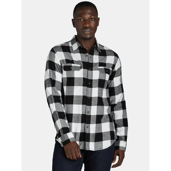 George Men's and Big Men's Flannel Shirt with Long Sleeves, Sizes XS-3XLT