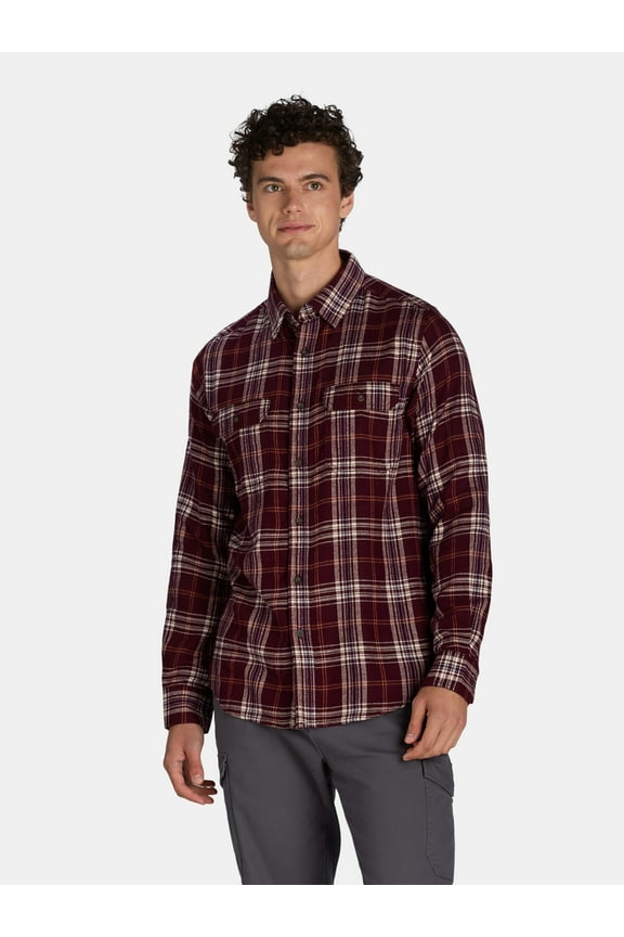 Men's and Big Men's Flannel Shirt with Long Sleeves, Sizes XS-3XLT