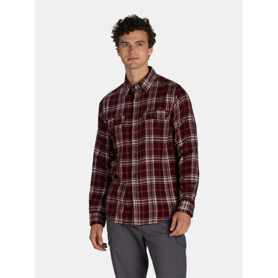 George Men's and Big Men's Flannel Shirt with Long Sleeves, Sizes XS-3XLT