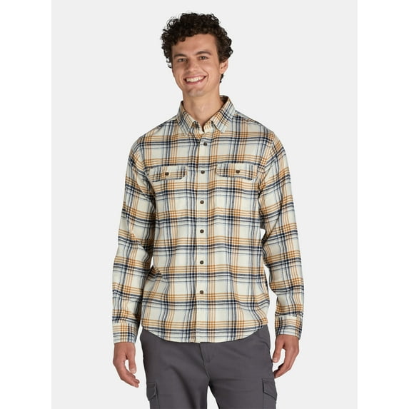 George Men's and Big Men's Flannel Shirt with Long Sleeves, Sizes XS-3XLT