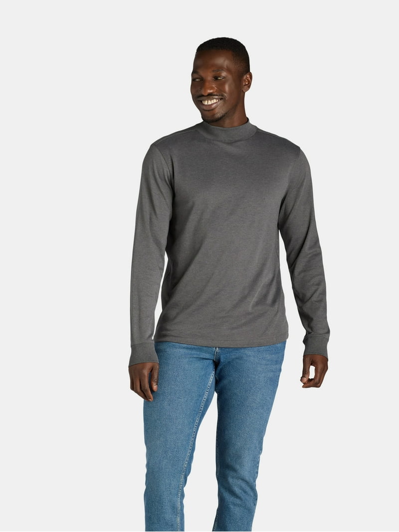 George Men's Interlock Mock Neck Shirt with Long Sleeves