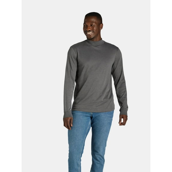 George Men's and Big Men's Interlock Mock Neck Shirt with Long Sleeves, Sizes S-3XL