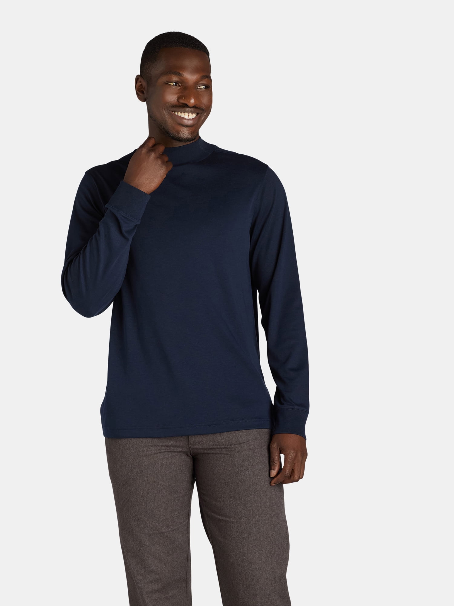 George Men's Interlock Mock Neck Long Sleeve Shirt, Sizes S-3XL