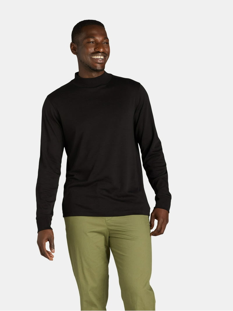 George Men's Interlock Mock Neck Long Sleeve Shirt, Sizes S-3XL