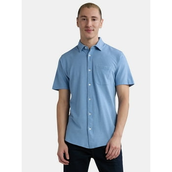 George Men's and Big Men's Knit Button-Up Shirt with Short Sleeves, Sizes S-3XL