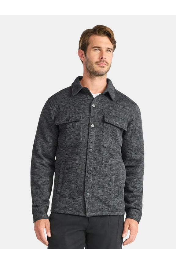 Men's and Big Men's Knit Shacket with Microfleece Lining, Midweight, Sizes S-3XL