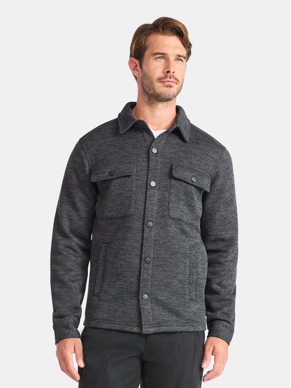 Men's and Big Men's Knit Shacket with Microfleece Lining, Midweight, Sizes S-3XL