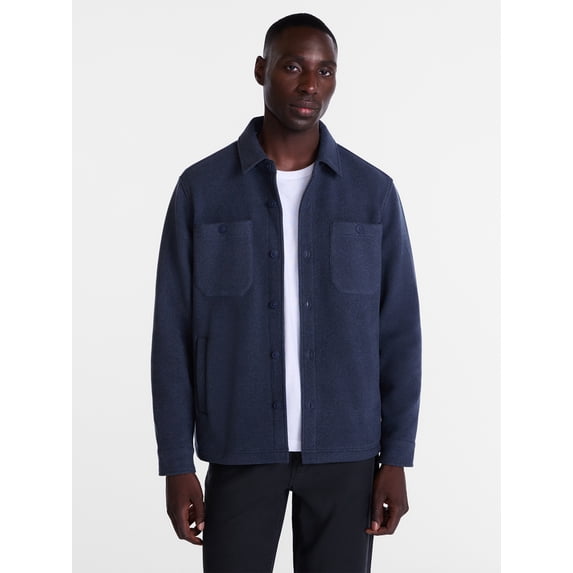 George Men's and Big Men's Fleece Knit Shirt Jacket with Long Sleeves, Sizes S-3XL