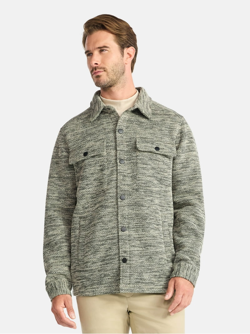 George Men's and Big Men's Knit Shacket with Microfleece Lining