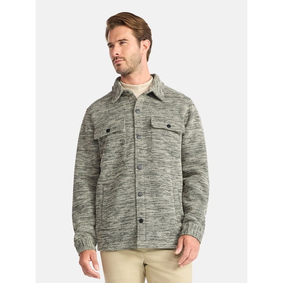 George Men's and Big Men's Knit Shacket with Microfleece Lining, Midweight, Sizes S-3XL