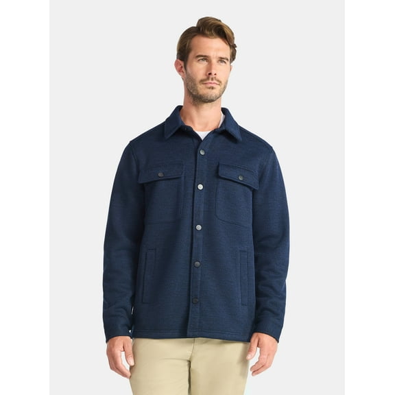 George Men's and Big Men's Knit Shacket with Microfleece Lining, Midweight, Sizes S-3XL