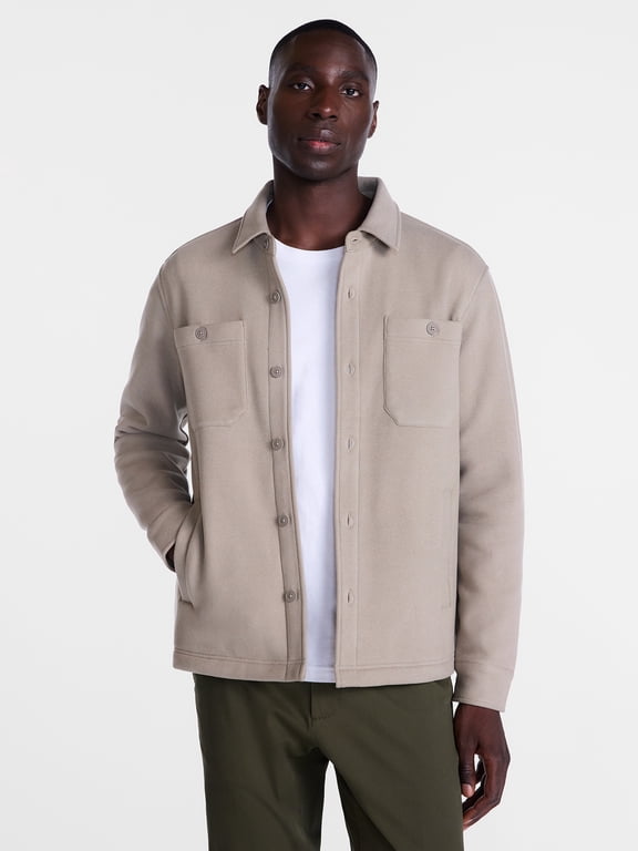 Men's and Big Men's Fleece Knit Shirt Jacket with Long Sleeves, Sizes S-3XL