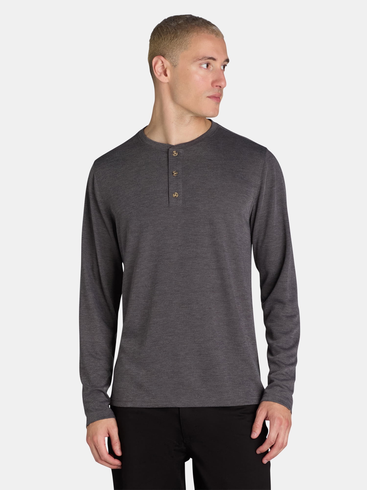 George Men s Long Sleeve Thermal Henley Walmart