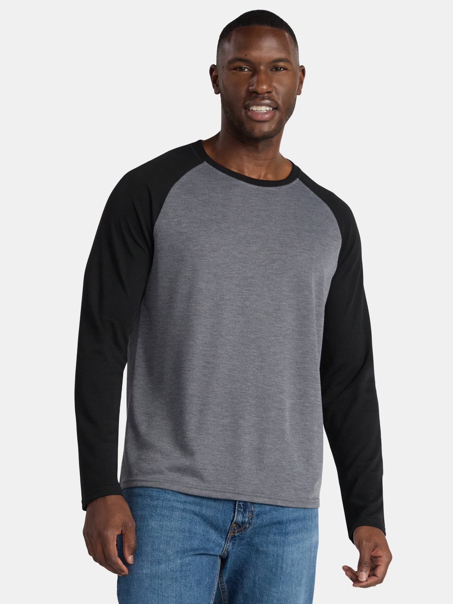 George Men's & Big Men's Relaxed Fit Raglan Tee with Long Sleeves