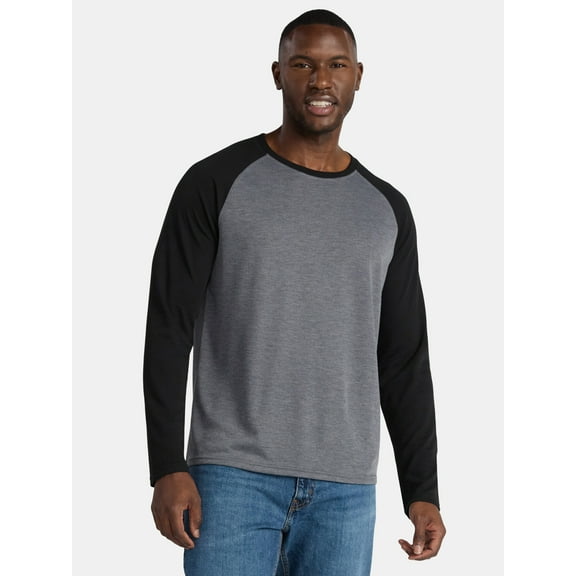 George Men's and Big Men's Raglan Tee with Long Sleeves, Sizes S-3XL