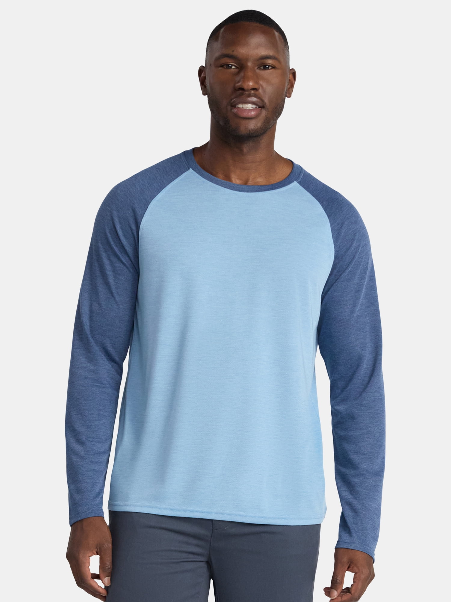George Men's & Big Men's Relaxed Fit Raglan Tee with Long Sleeves