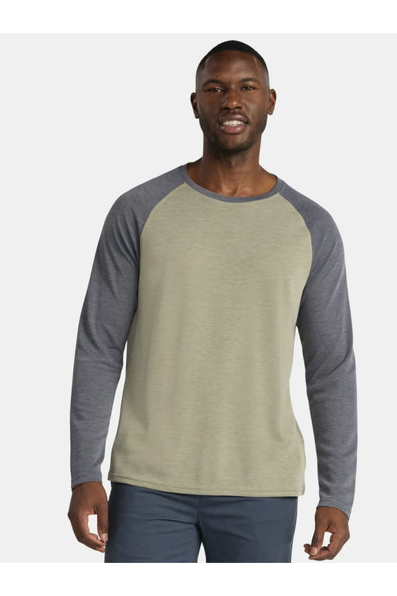 Men's and Big Men's Raglan Tee with Long Sleeves, Sizes S-3XL