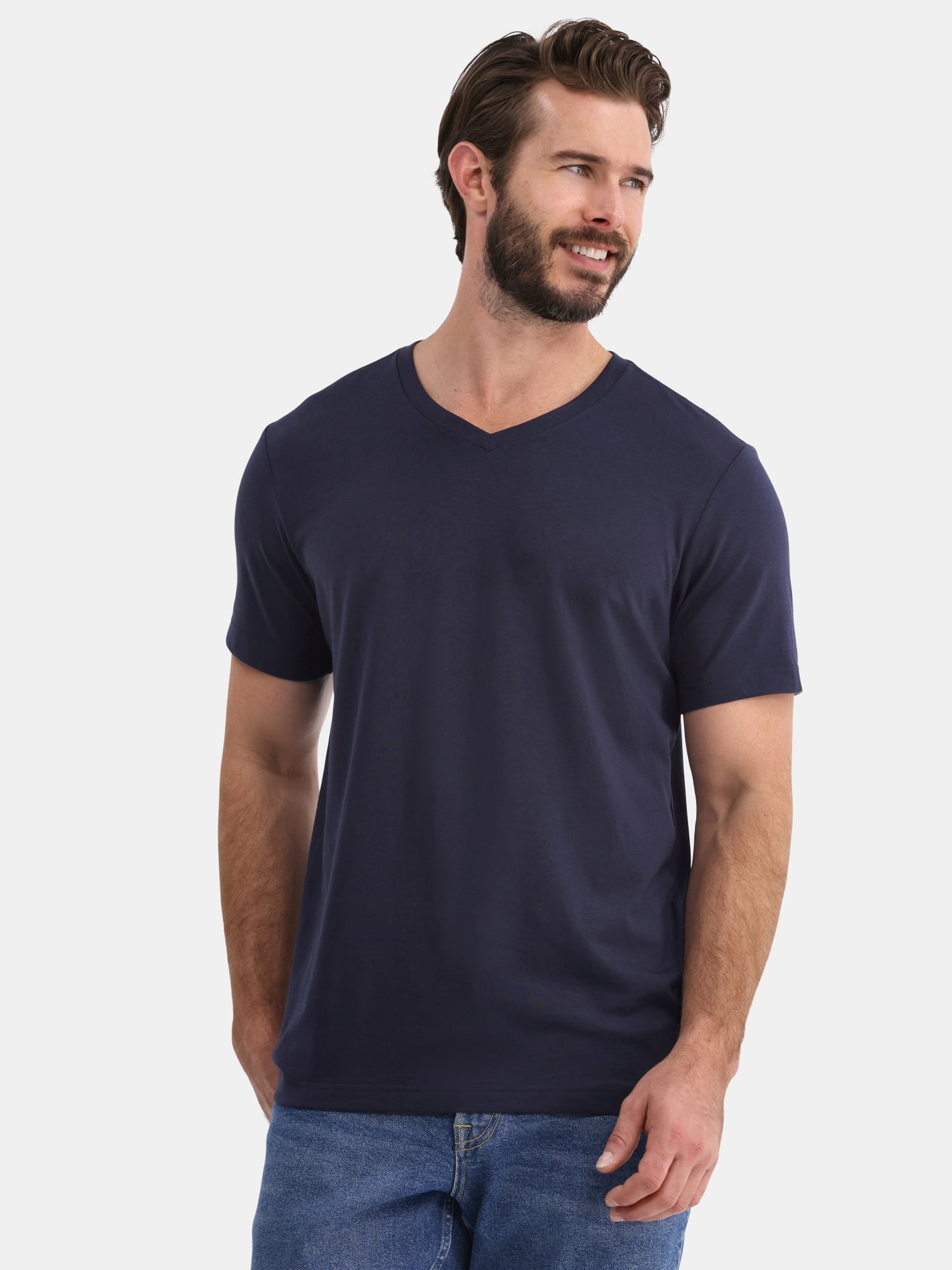 George Men's Lightweight V-Neck Tee 3-Pack Short Sleeve Moisture ...