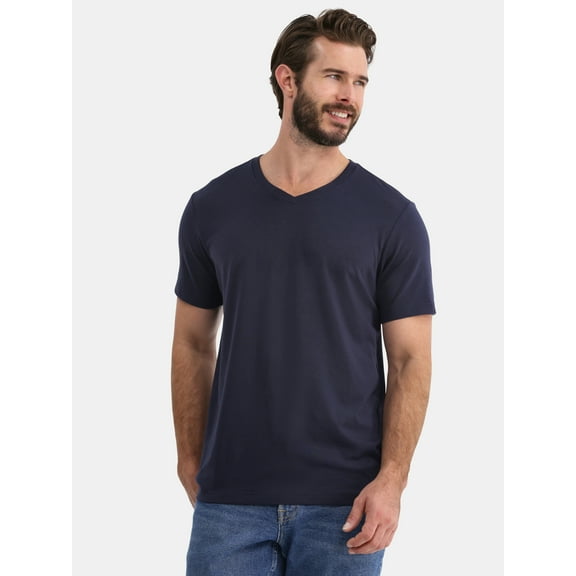 George Men's and Big Men's Lightweight V Neck Tee with Short Sleeves, 3-Pack, Sizes XS-3XL