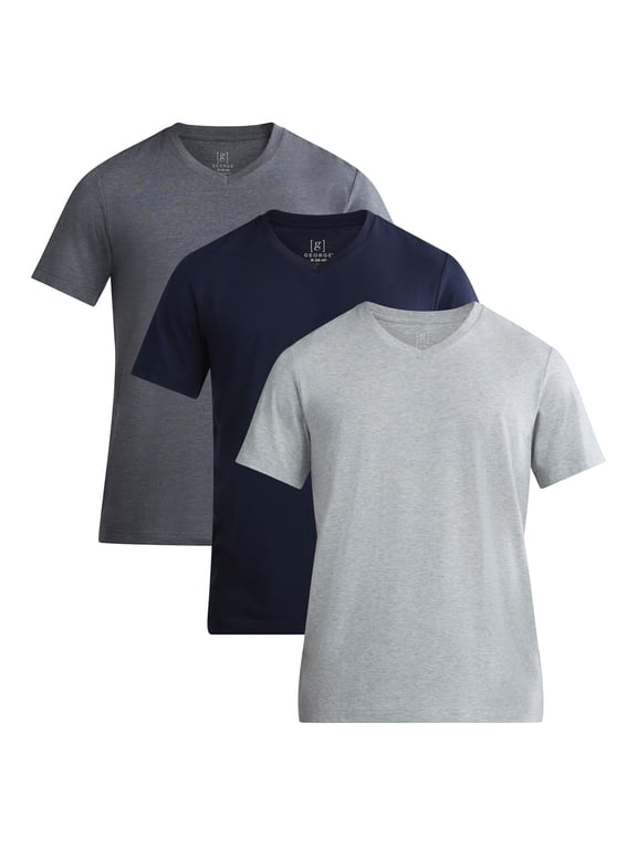 Men's and Big Men's Lightweight V-Neck Short-Sleeve Tee, 3-Pack, Sizes XS-3XL