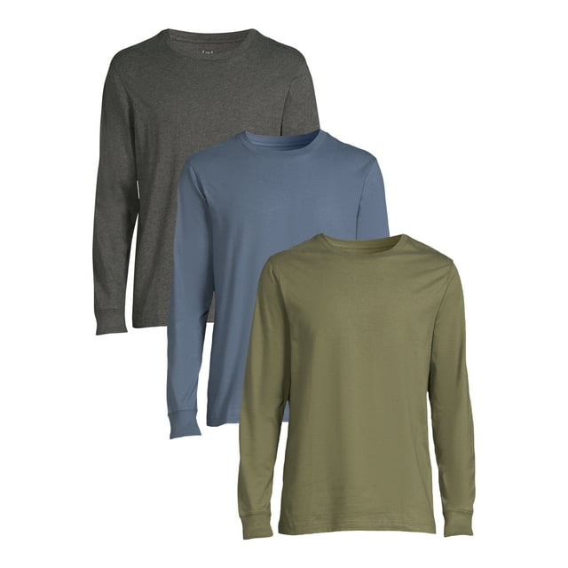Men's and Big Men’s Long Sleeve Crewneck TShirts, 3Pack, Sizes