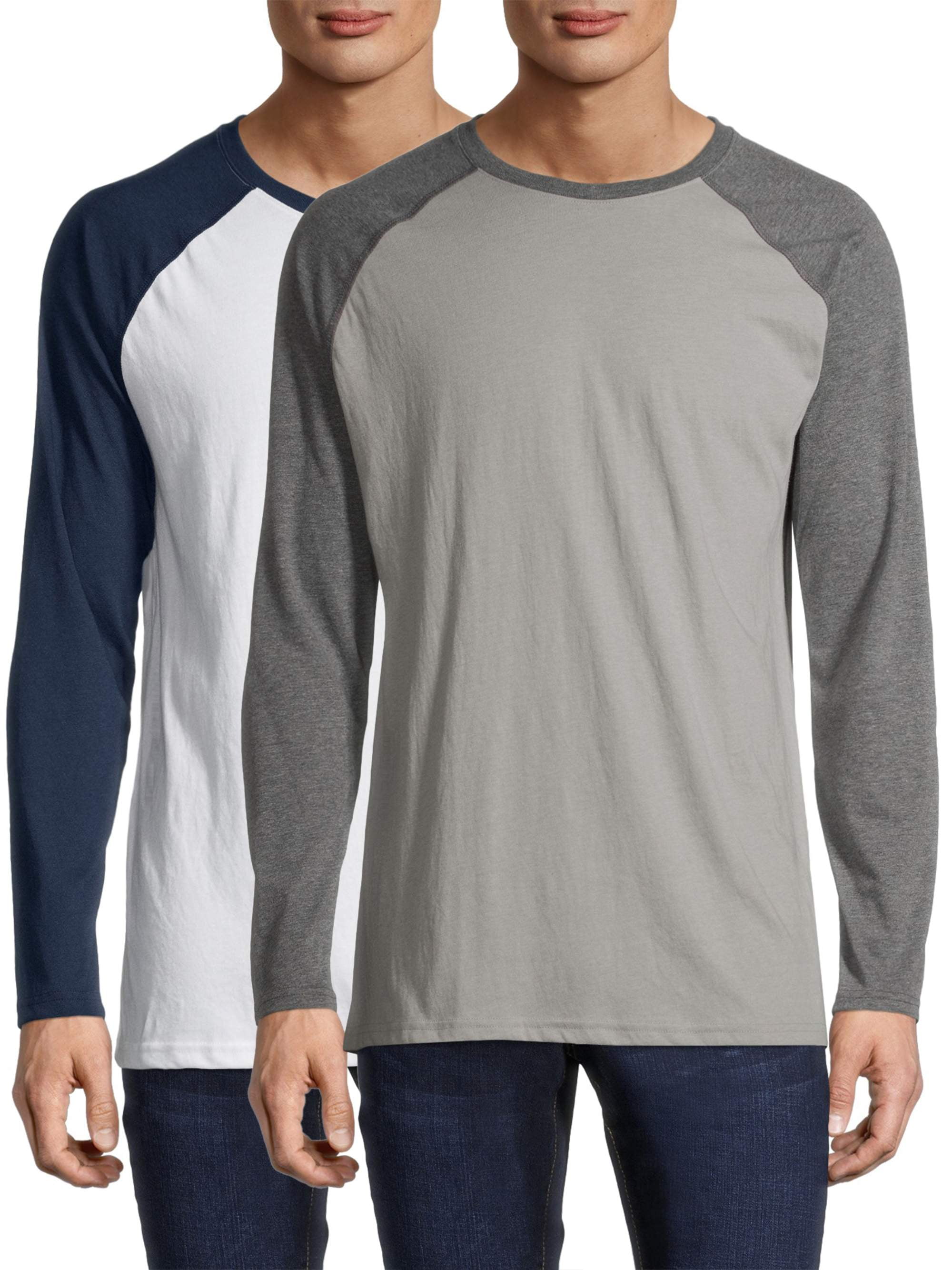 Decrum Pack of 3 Long Sleeves Shirts for Men - V-Neck Soft Comfortable  Raglan Full Sleeve T Shirt Mens Multipack at  Men’s Clothing store