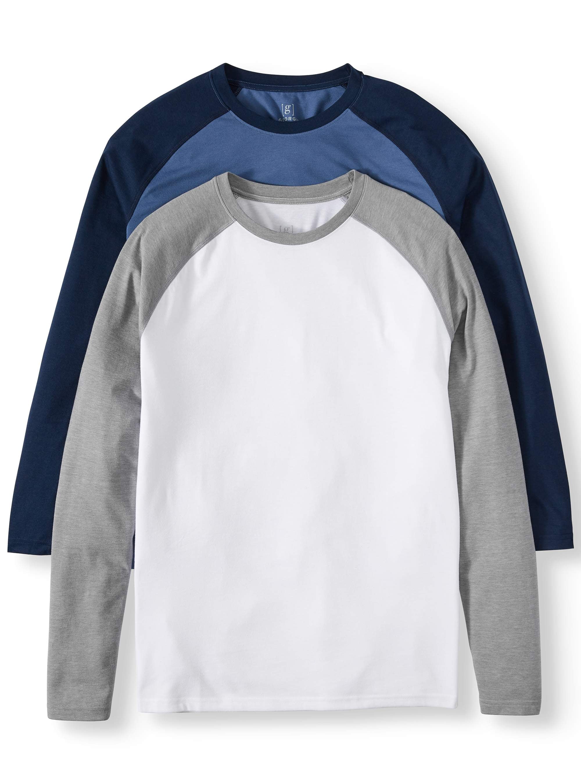 George Men's and Big Men's Long Sleeve Raglan Tee - 2-Pack, Up To Size 3XL