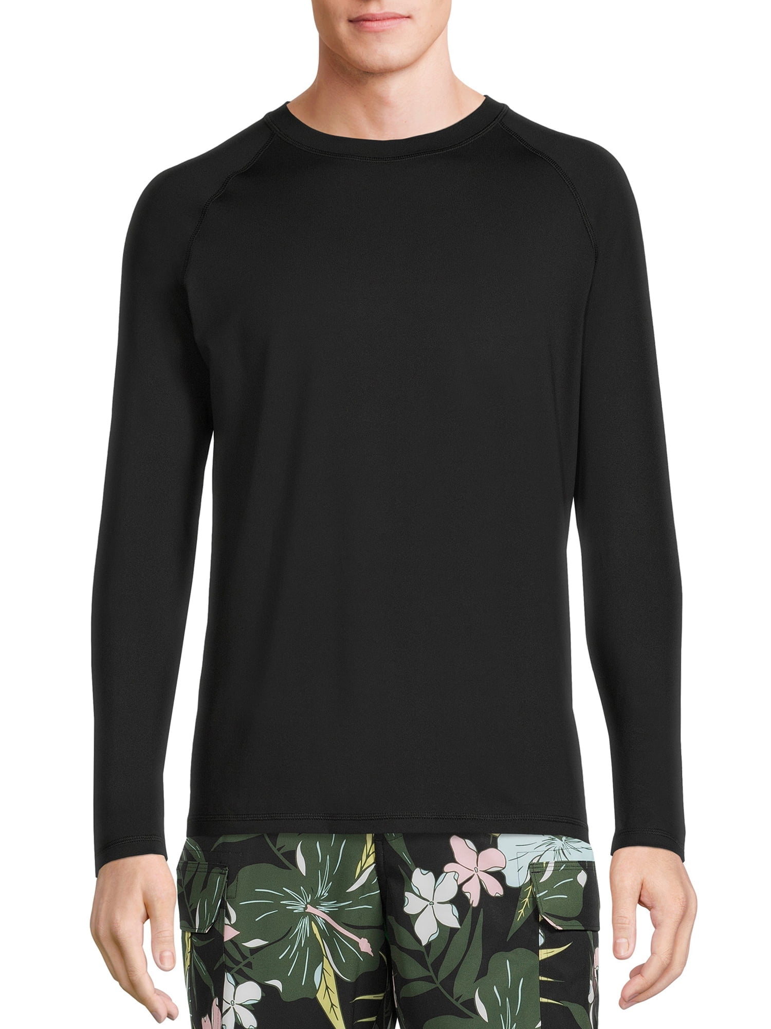 Men's and Big Men's Long Sleeve Rash Guard, up to Size 5XL