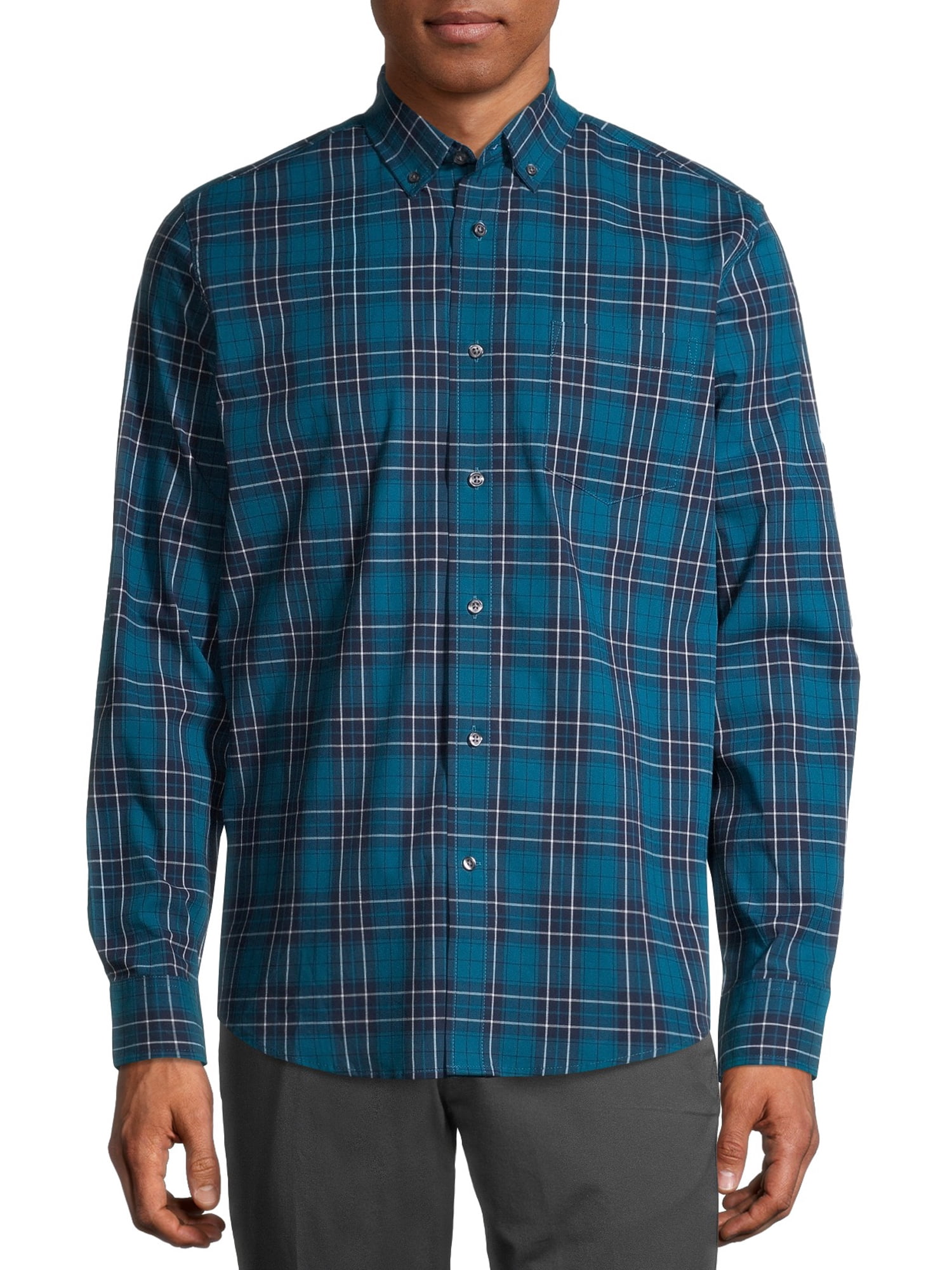 George Men's and Big Men's Long Sleeve Stretch Poplin Shirt, Sizes up to 5XLT