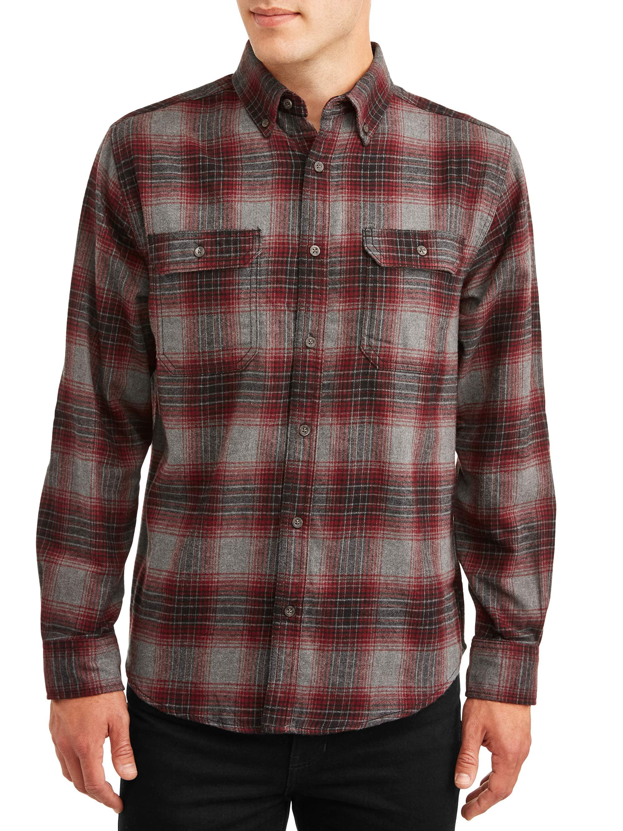 George Men's and Big Men's Long Sleeve Super Soft Flannel Shirt, up to size  3XLT 