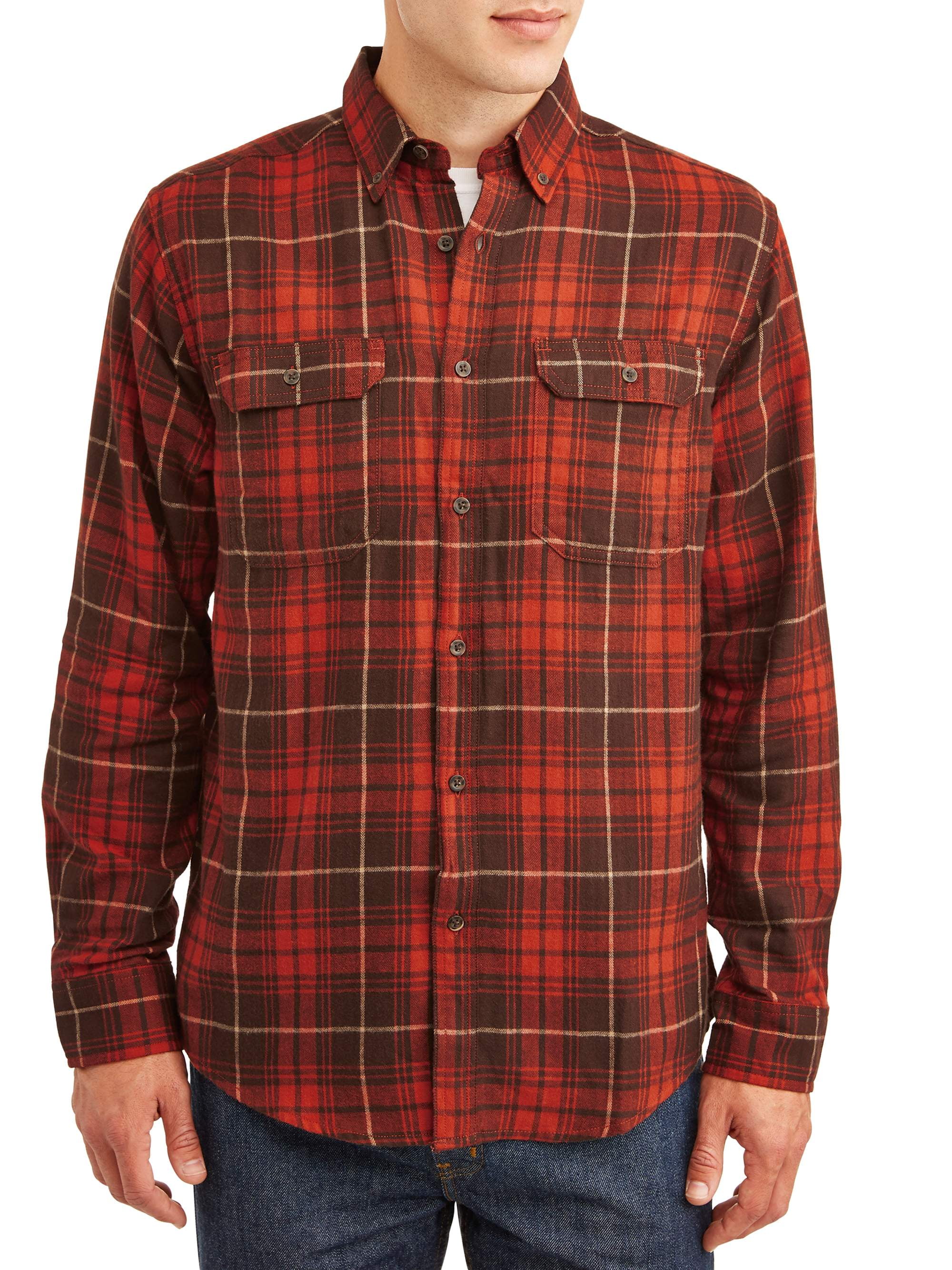 George Men's and Big Men's Long Sleeve Super Soft Flannel Shirt, up to size  3XLT