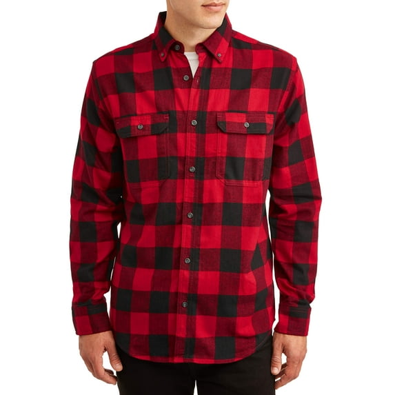 George Men's and Big Men's Long Sleeve Super Soft Flannel Shirt, up to size 3XLT