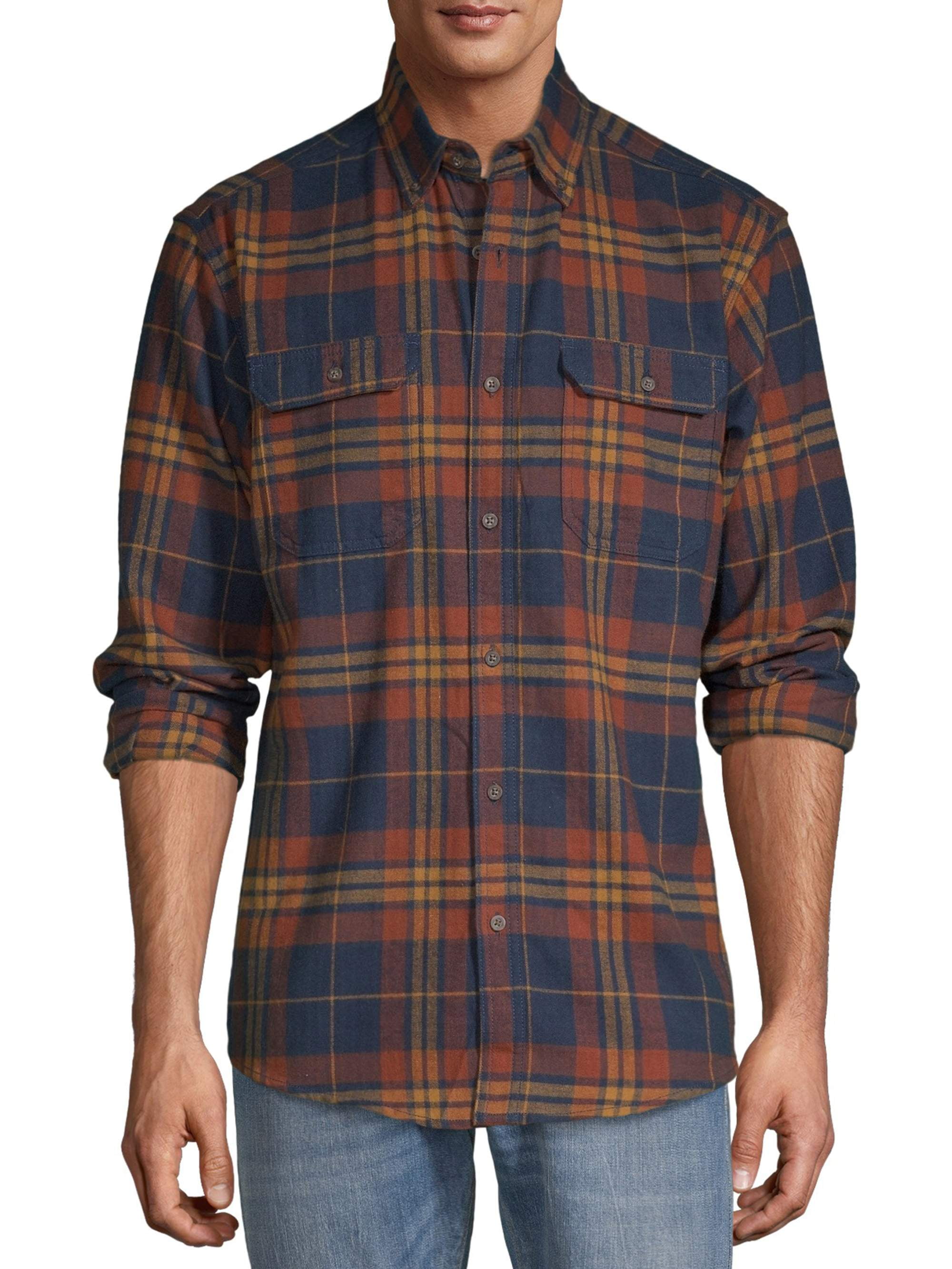 George Men's and Big Men's Long Sleeve Super Soft Flannel Shirt, up to ...