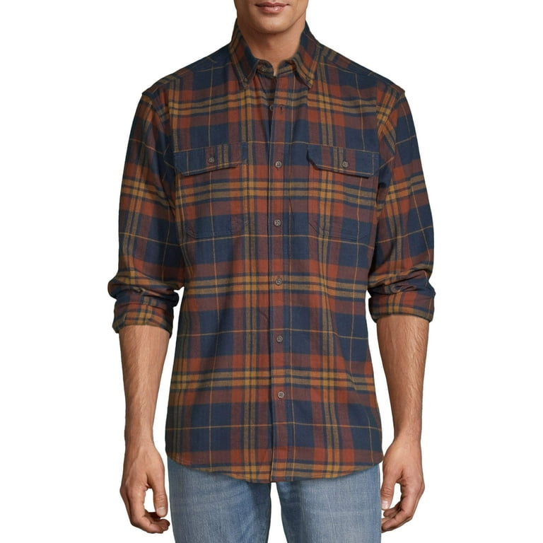 George Men's and Big Men's Long Sleeve Super Soft Flannel Shirt, up to size  3XLT 