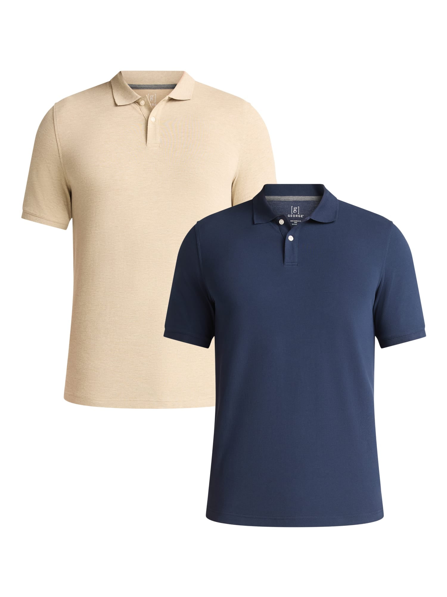 George Men's & Big Men's Active Fit 2-Pack Pique Polo Shirt, Sizes XS-3XL