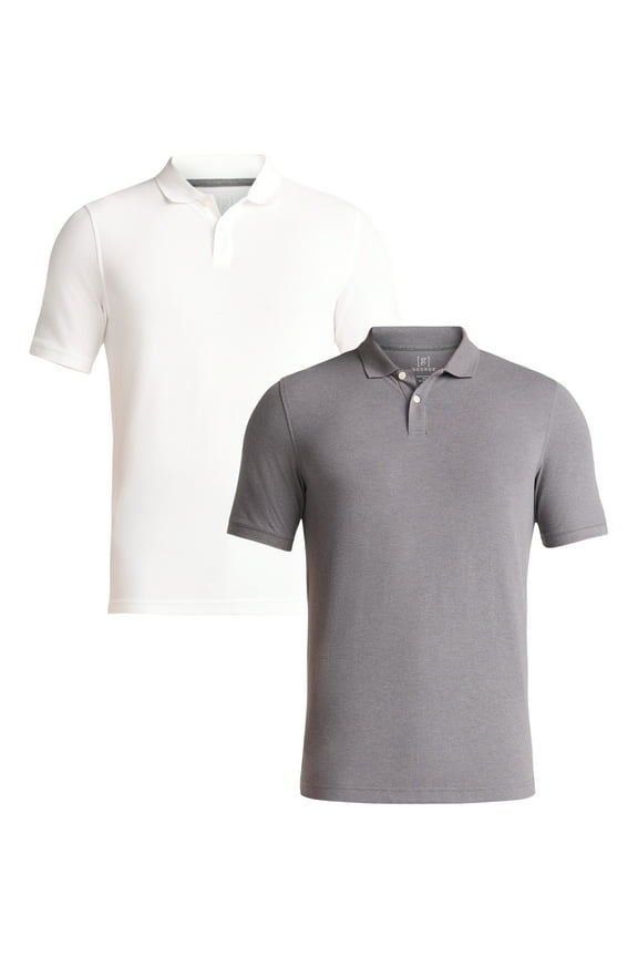 Men’s and Big Men’s Pique Polo Shirt, 2-Pack, Sizes S-3XL