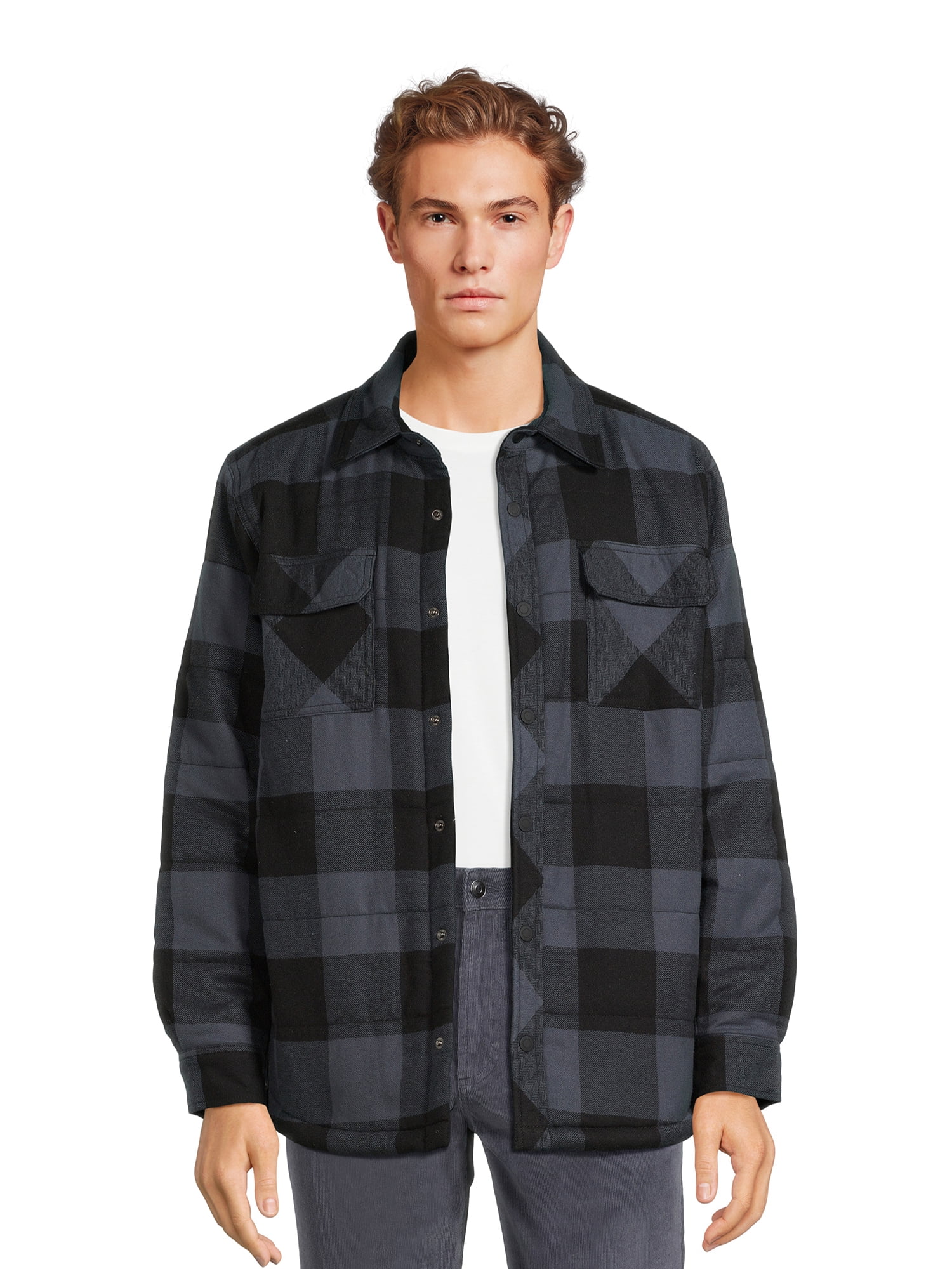 George Men's and Big Men's Plaid Flannel Shirt Jacket, Sizes S-3XL ...