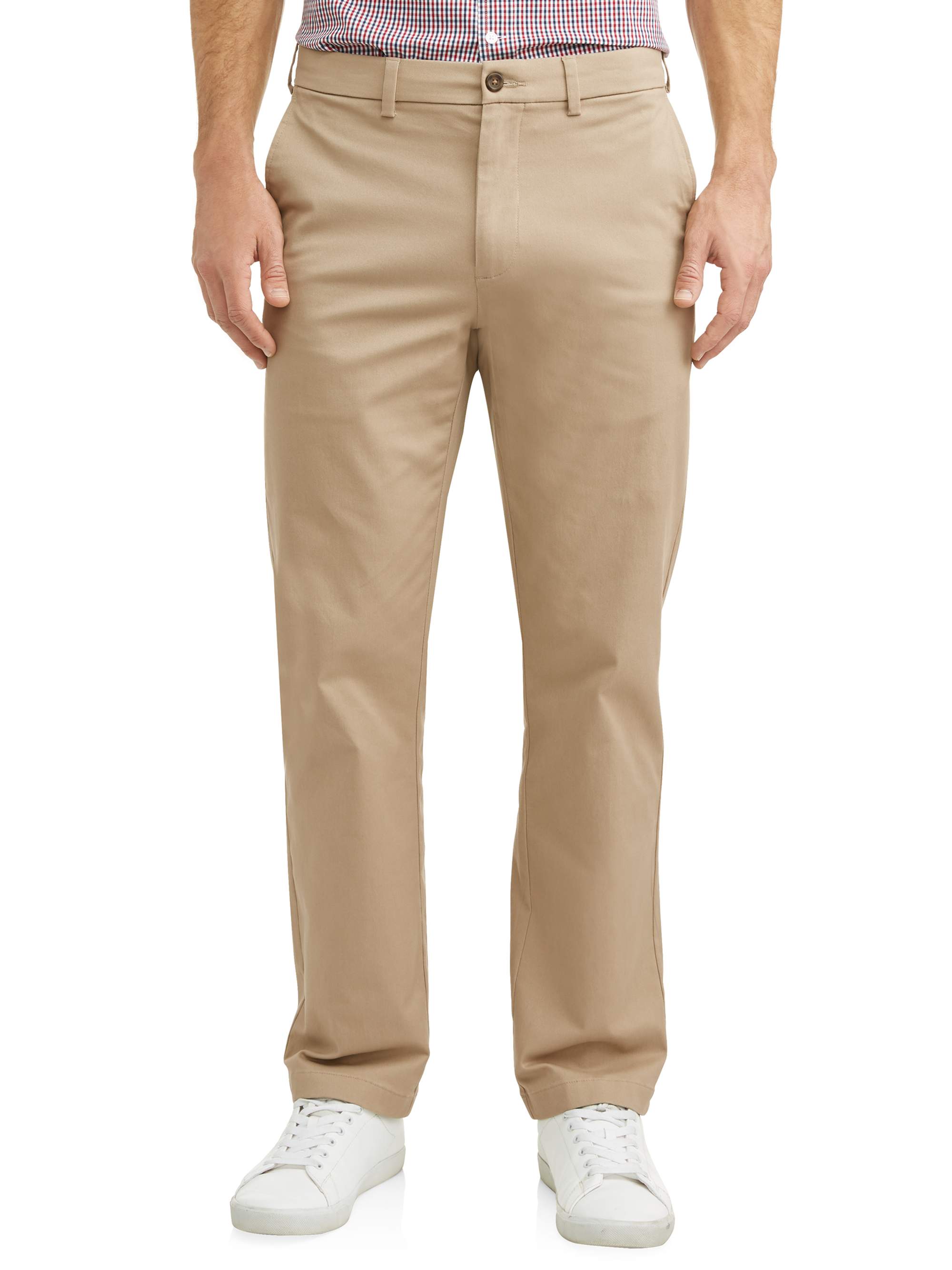 George Men s Premium Regular Fit Khaki Pants With Comfort Waistband 