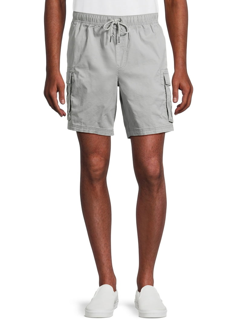 Cargo Shorts Mens Cotton Pull On Shorts Slim Leg Cotton Stretch