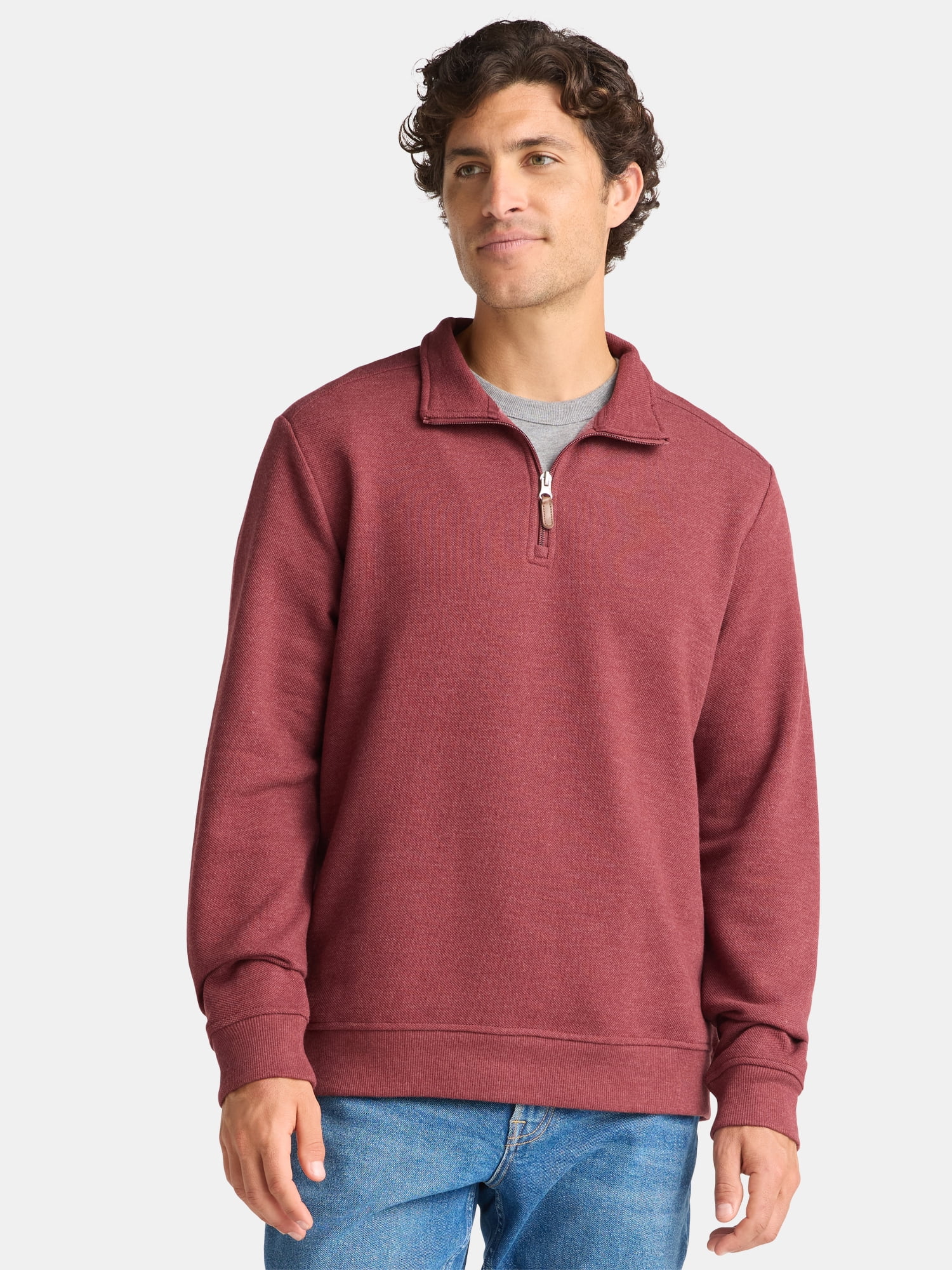 George Men's and Big Men's Quarter Zip Pullover with Long Sleeves, Sizes S-3XL