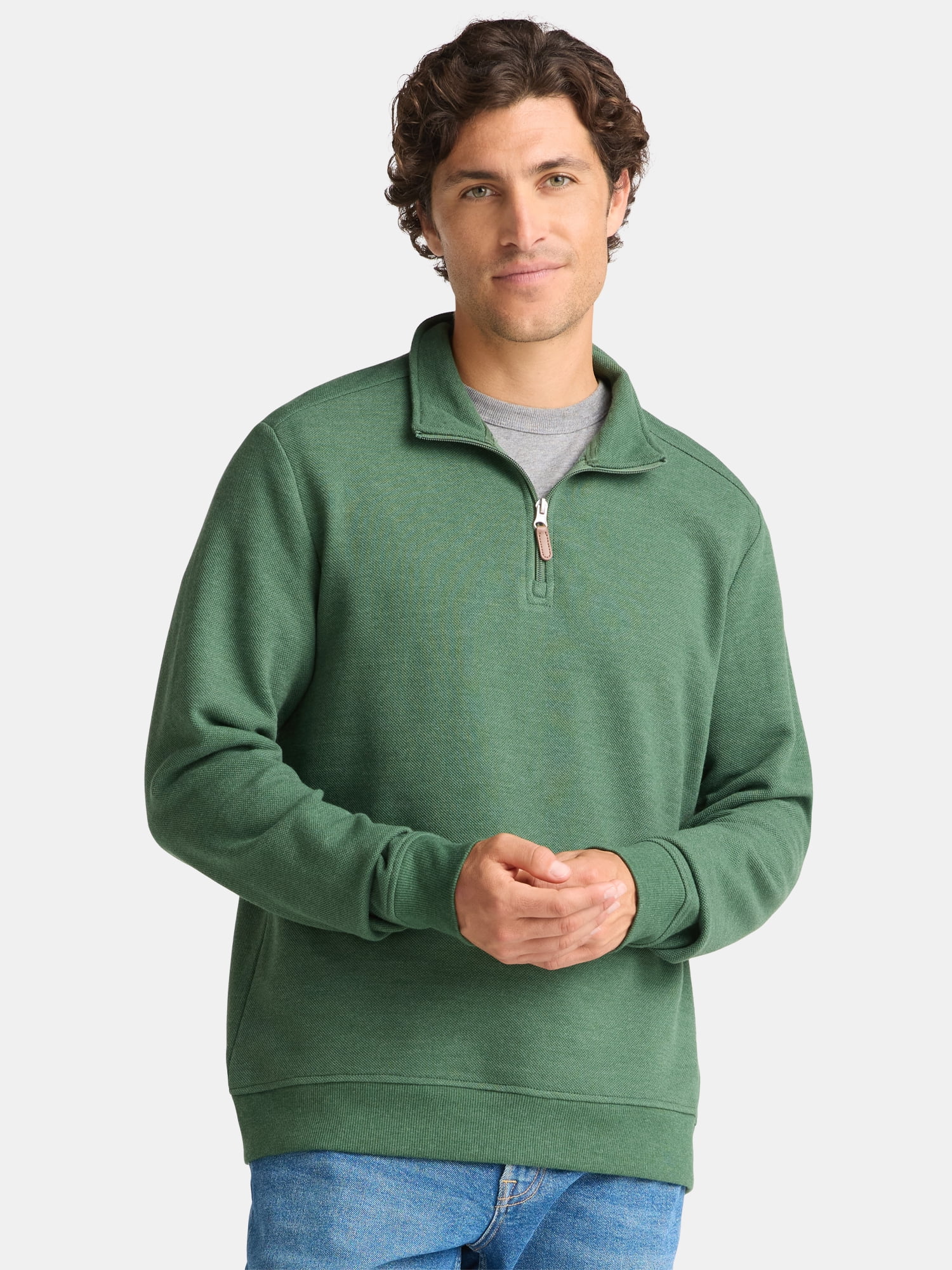 George Men's and Big Men's Quarter Zip Pullover with Long Sleeves, Sizes S-3XL
