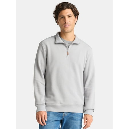 George Men's and Big Men's Pique Fleece Quarter Zip Pullover with Long Sleeves, Sizes S-3XL