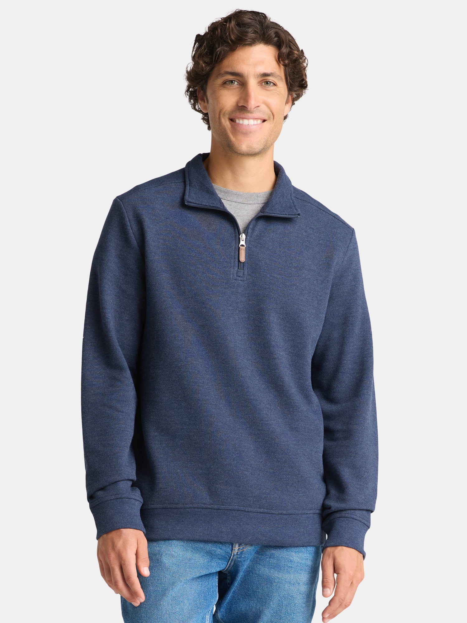 George Men's and Big Men's Quarter Zip Pullover with Long Sleeves, Sizes S-3XL