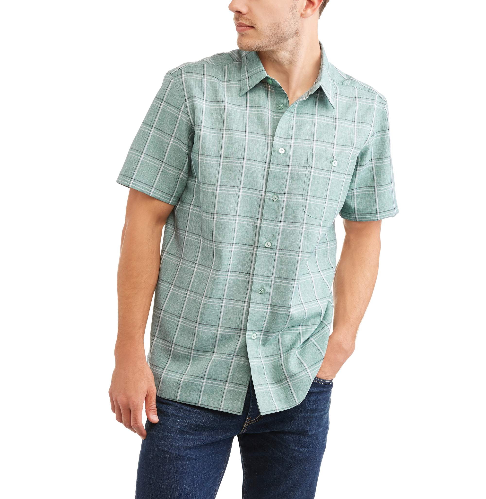 Men's and Big Men's Short Sleeve Microfiber Shirt, up to size 5XL