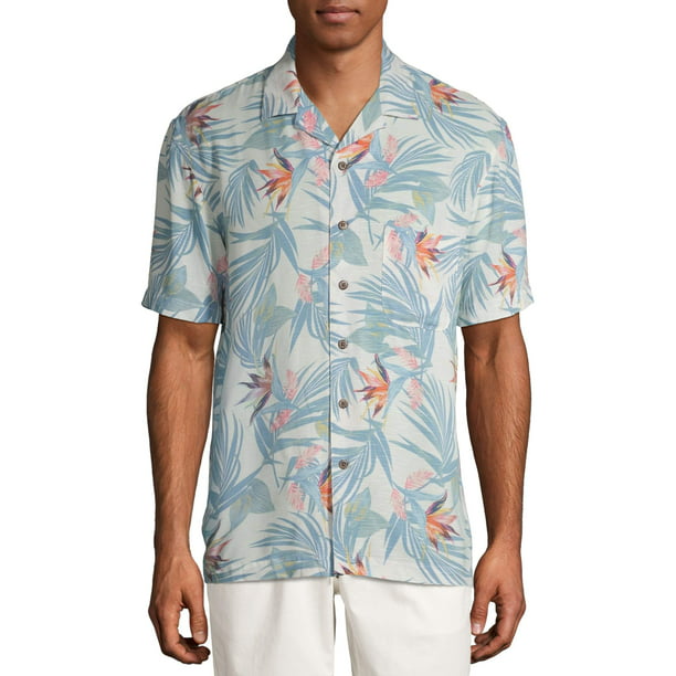 George Men's and Big Men's Short Sleeve Palm Print Shirt - Walmart.com