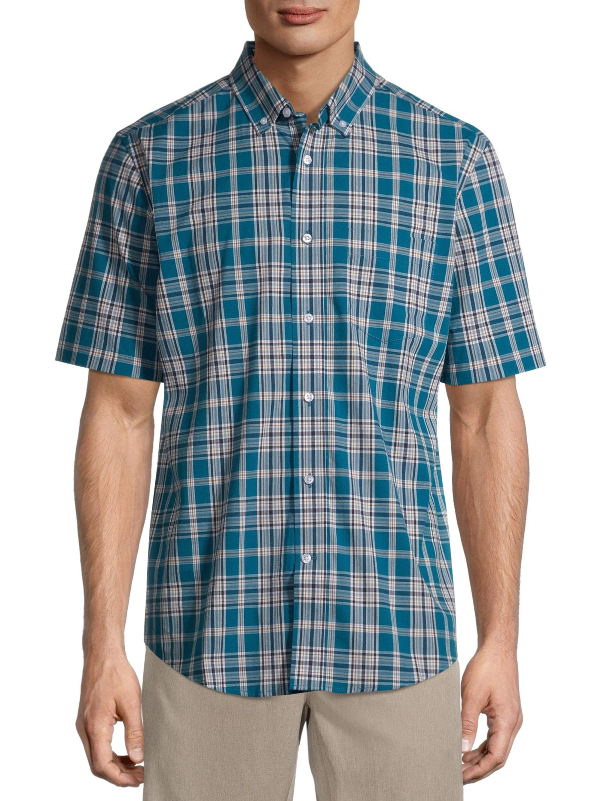 George Men's and Big Men's Short Sleeve Plaid Poplin Shirt